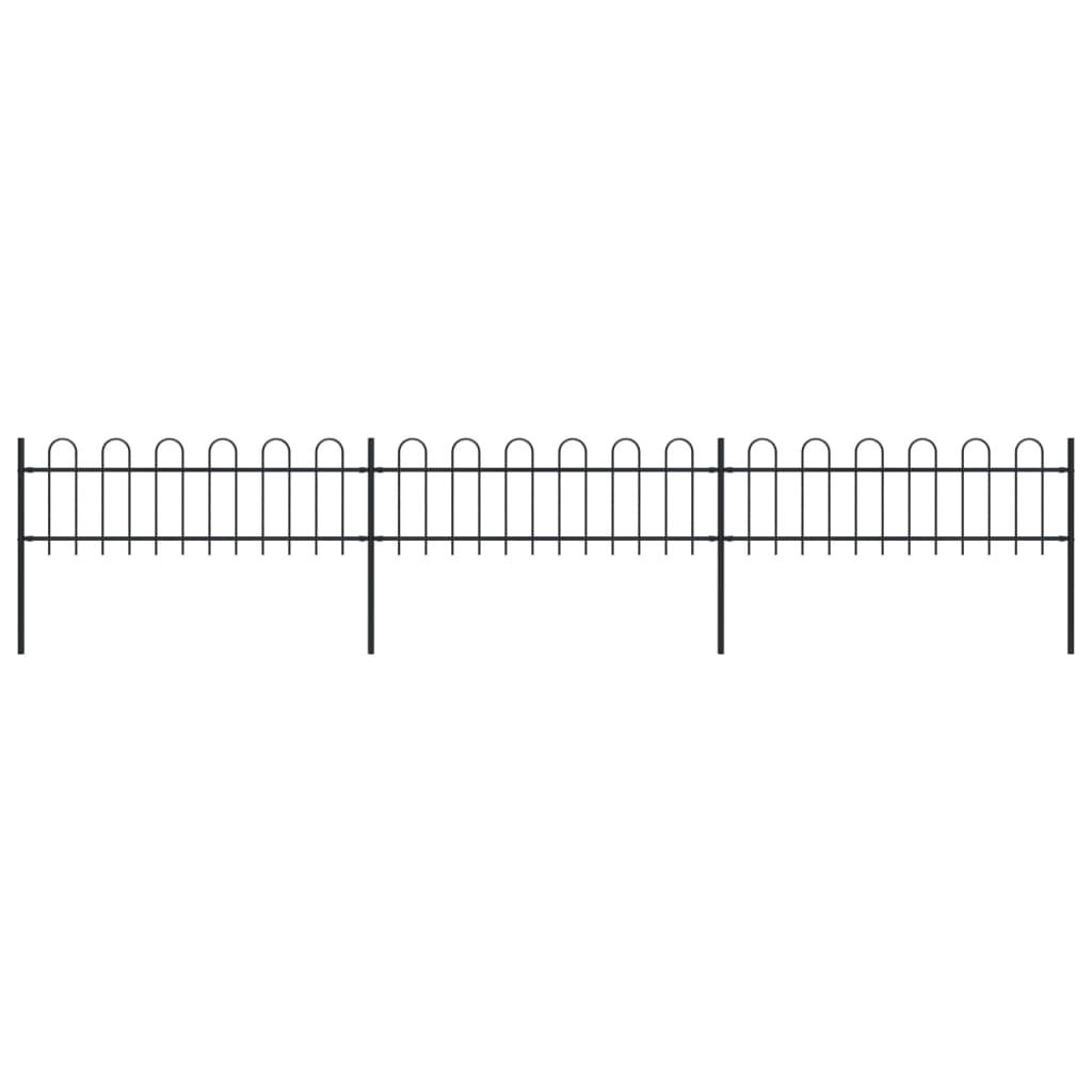 Garden Fence with Hoop Top Steel 5.1 m Black