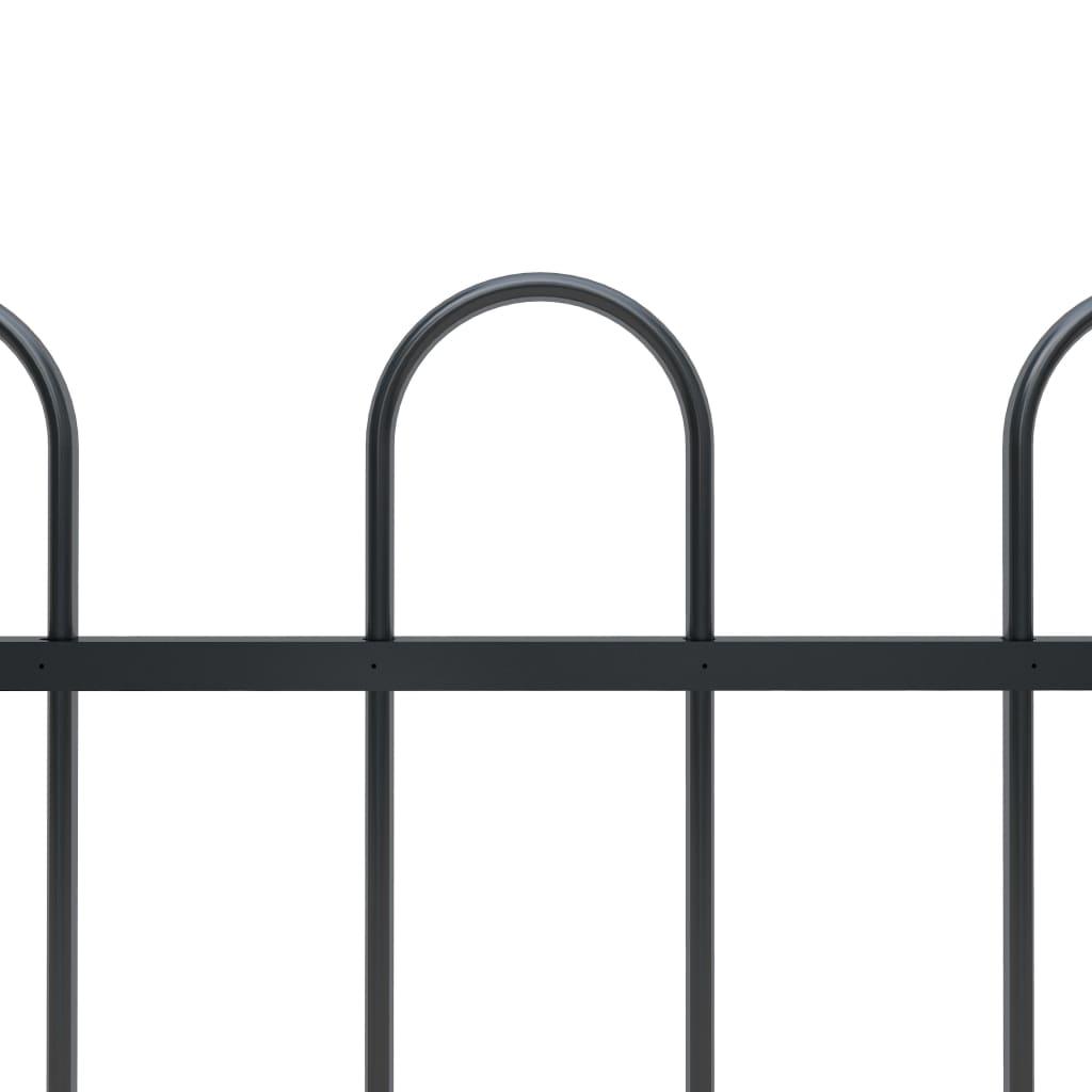 Garden Fence with Hoop Top Steel 5.1 m Black