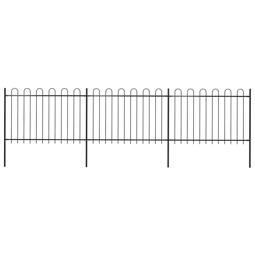 Garden Fence with Hoop Top Steel 537x120 cm Black (3x144931)