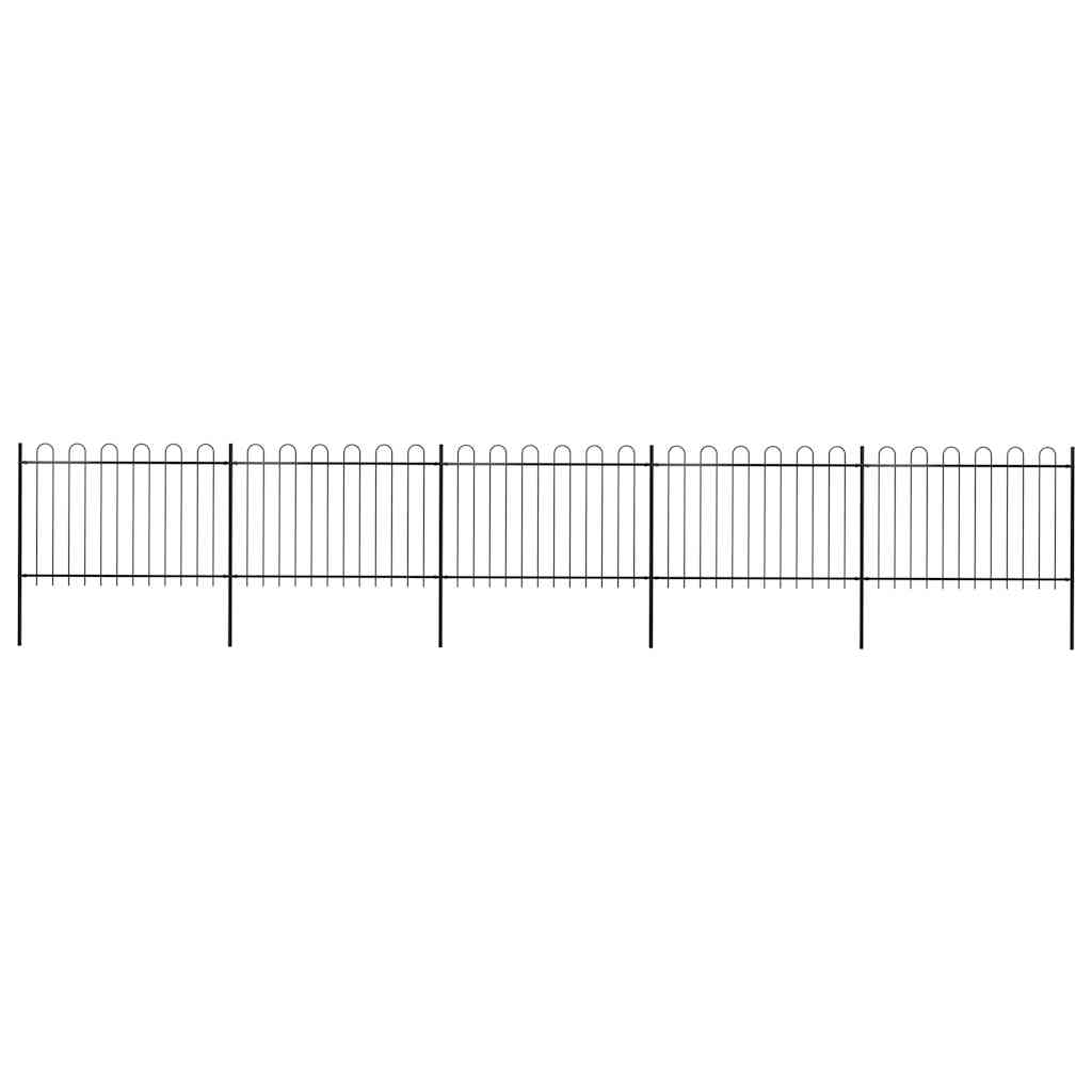 Garden Fence with Hoop Top Steel 892,5x120 cm Black (5x144931)