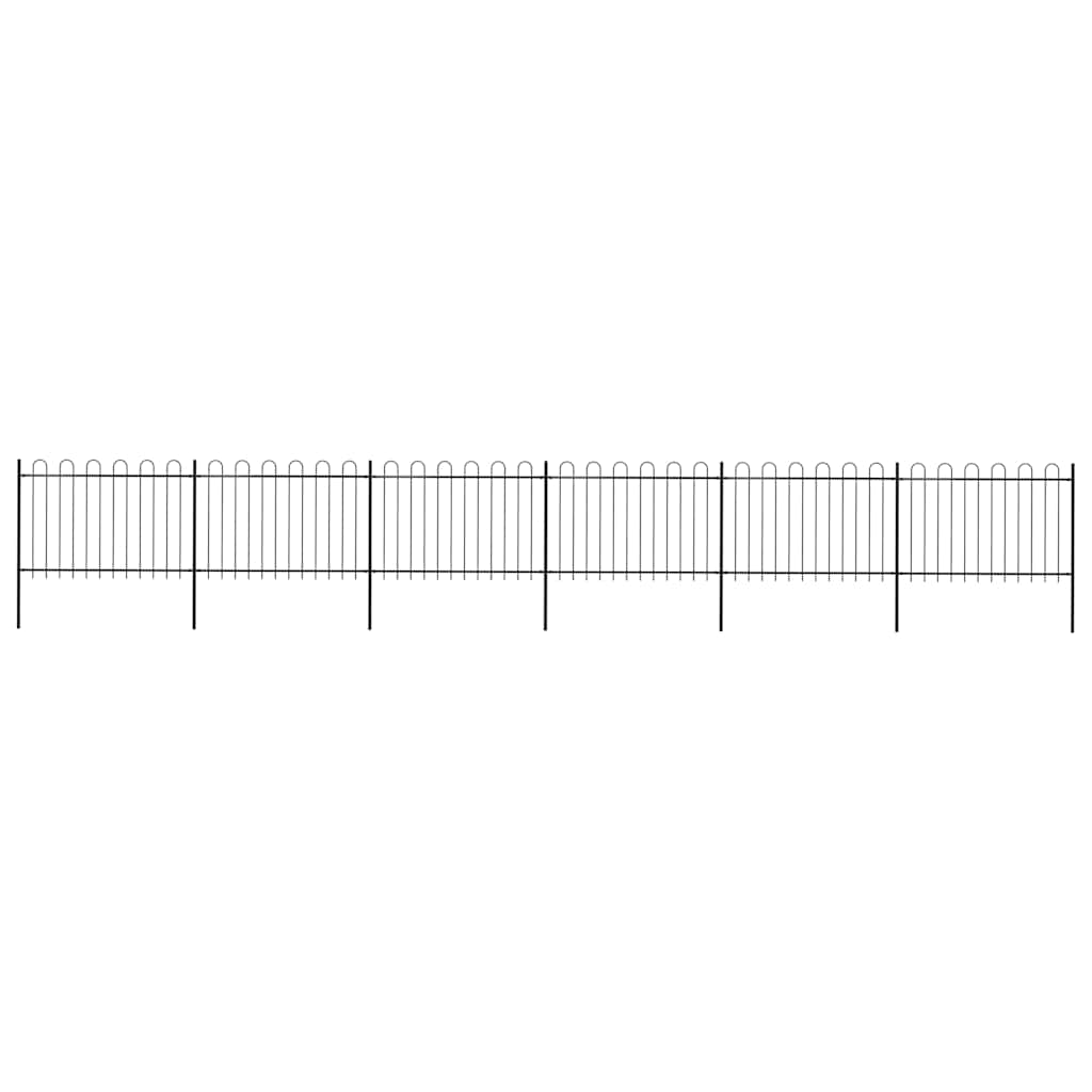 Garden Fence with Hoop Top Steel 1070x120 cm Black (6x144931)