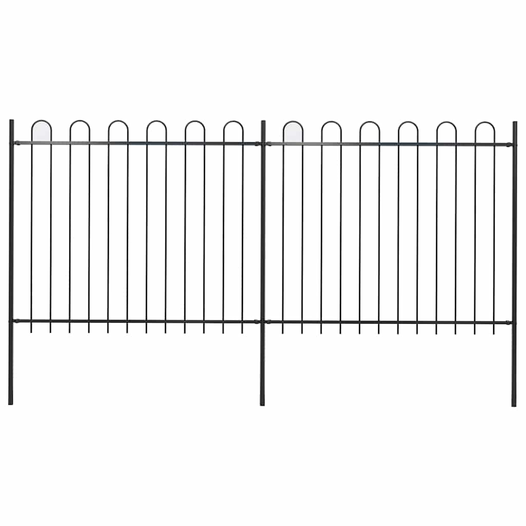 Garden Fence with Hoop Top Steel 359x150 cm Black (2x144932)