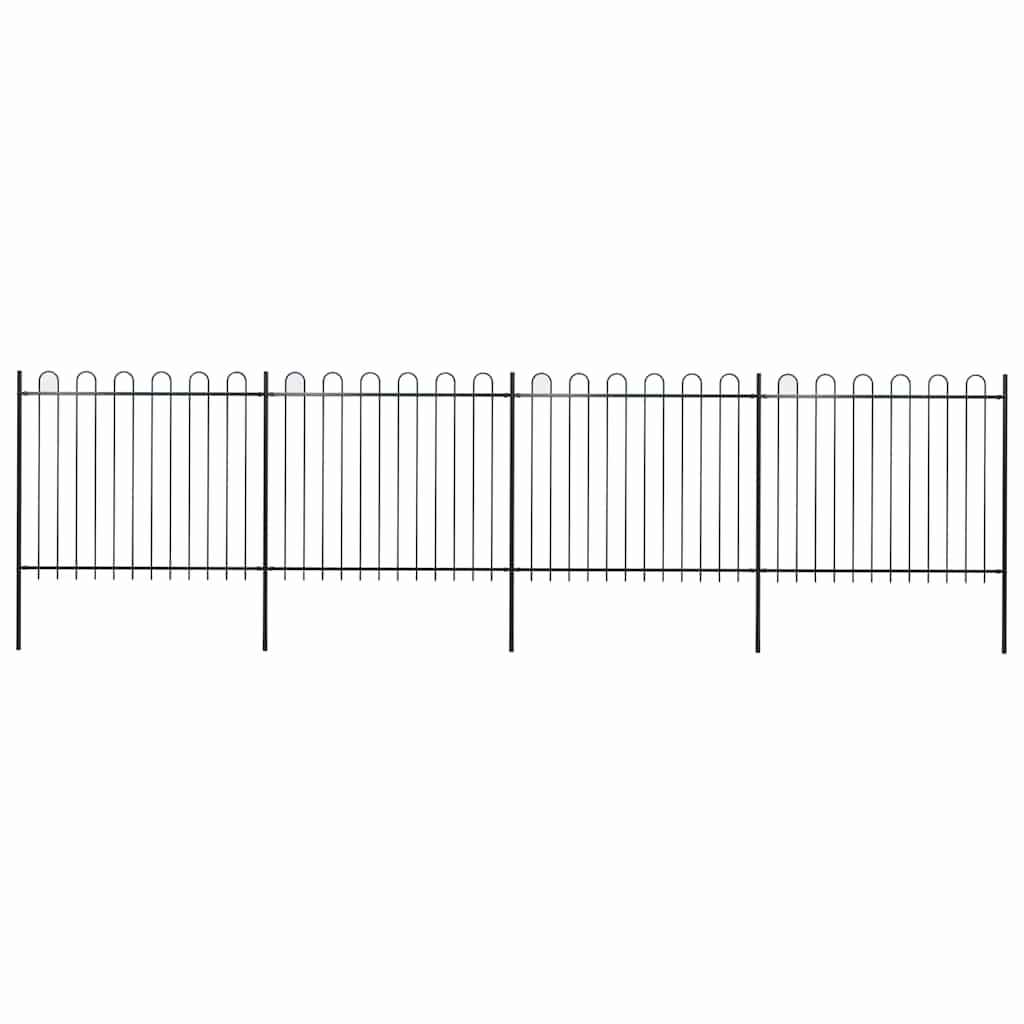 Garden Fence with Hoop Top Steel 714,5x150 cm Black (4x144932)