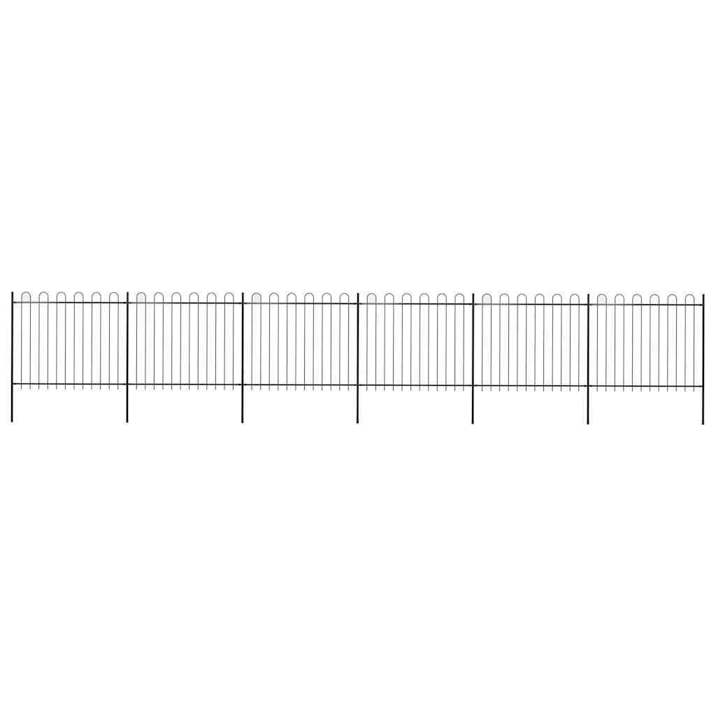 Garden Fence with Hoop Top Steel 1070x150 cm Black (6x144932)