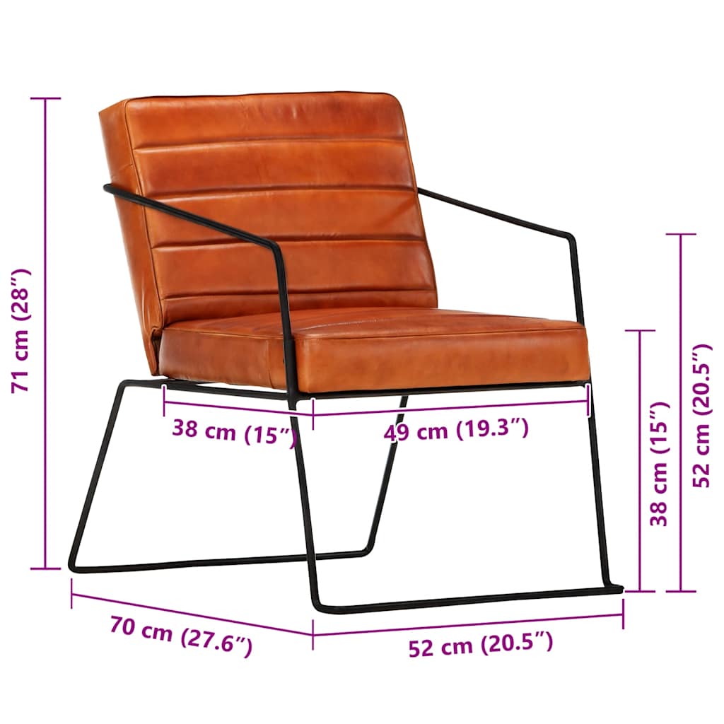 Armchair Tan Real Leather