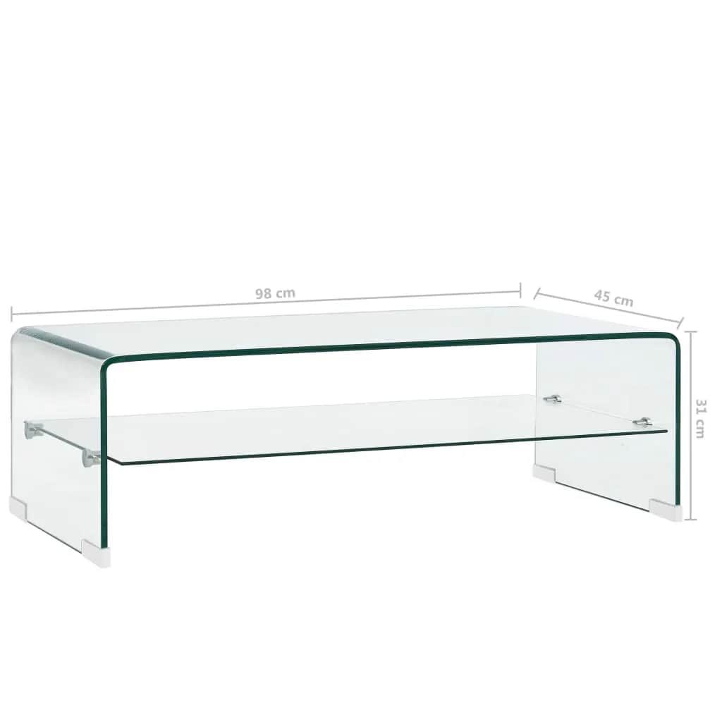 Coffee Table Clear 98x45x31 cm Tempered Glass