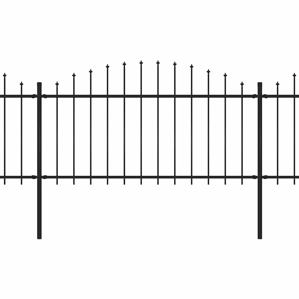 Garden Fence with Spear Top Steel 359x150 cm Black (2x144943)