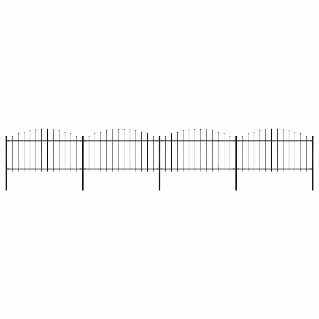 Garden Fence with Spear Top Steel 714,5x150 cm Black (4x144943)