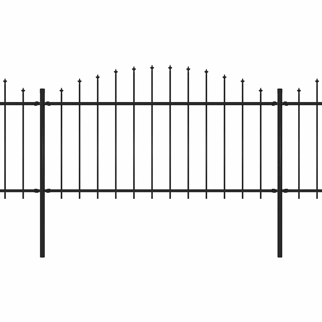 Garden Fence with Spear Top Steel 714,5x150 cm Black (4x144943)