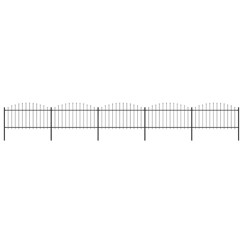 Garden Fence with Spear Top Steel 892,5x150 cm Black (5x144943)