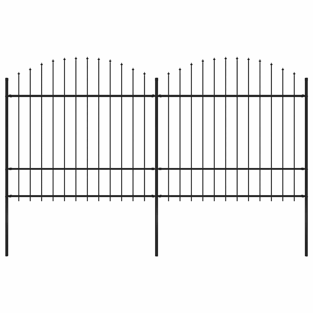Garden Fence with Spear Top Steel 359x175 cm Black (2x144944)