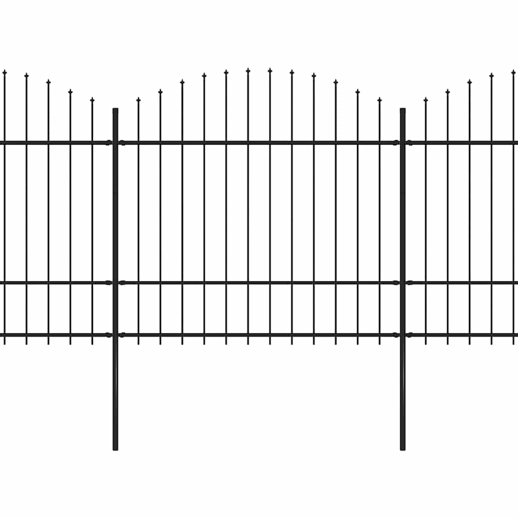 Garden Fence with Spear Top Steel 537x175 cm Black (3x144944)