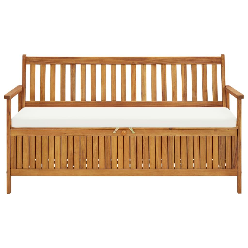 Storage Bench with Cushion 148 cm Solid Acacia Wood