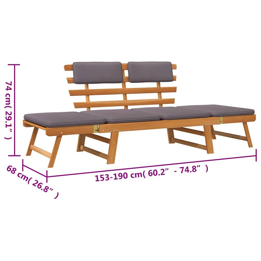 2-in-1 Garden Daybed with Cushion 190 cm Solid Acacia Wood