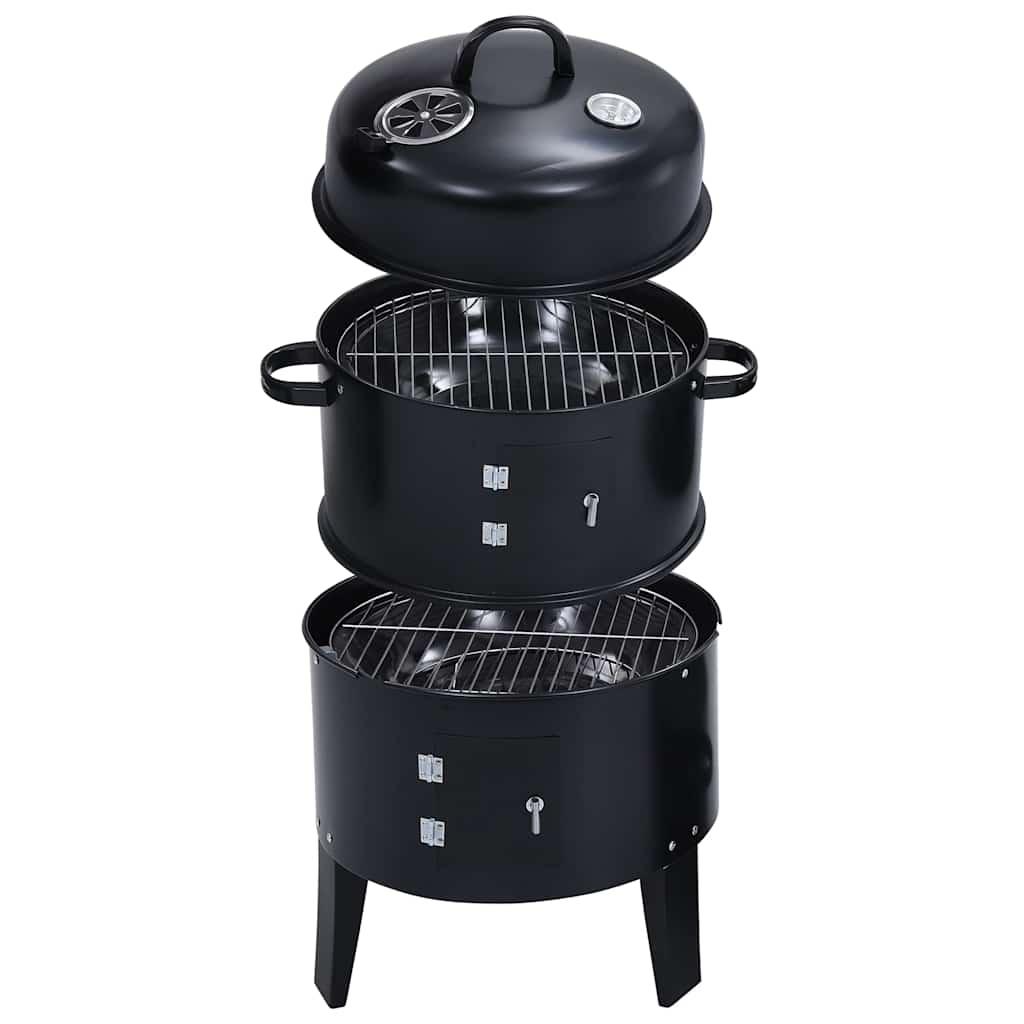 3-in-1 Charcoal Smoker BBQ Grill 40x80 cm