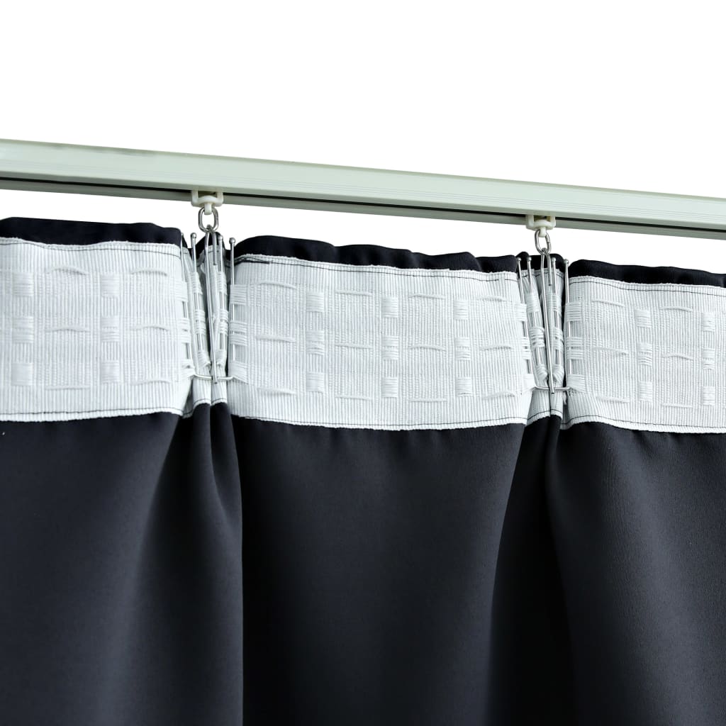 Blackout Curtain with Hooks Anthracite 290x245 cm