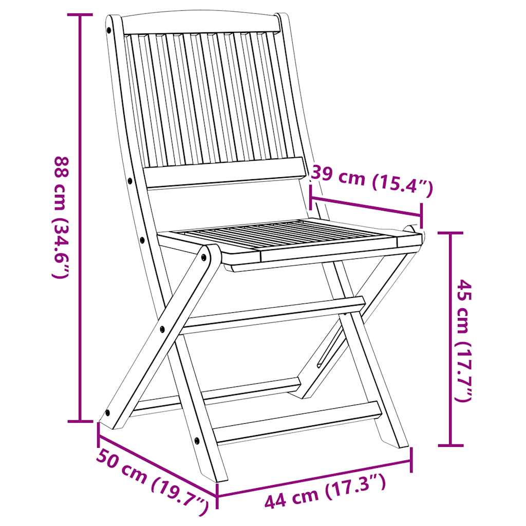 Folding Outdoor Chairs 4 pcs Solid Acacia Wood