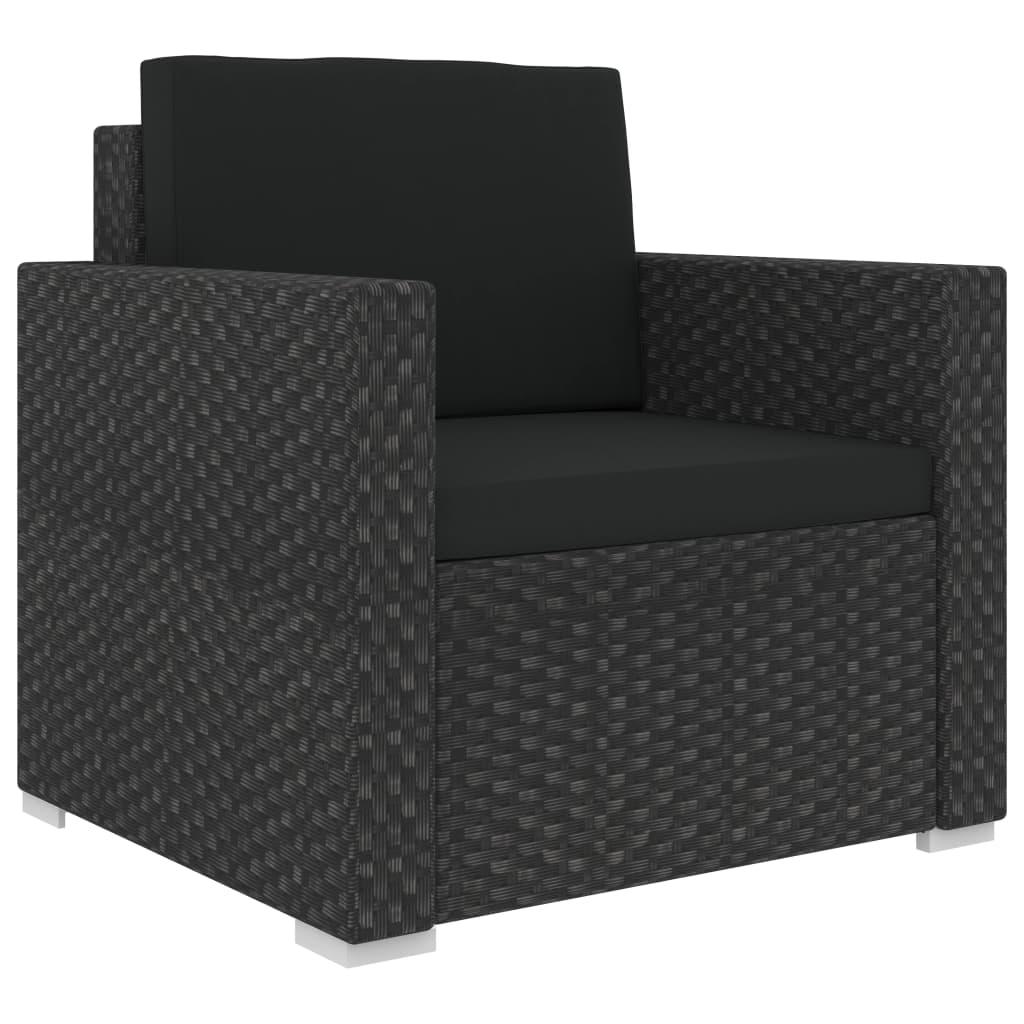 6 Piece Garden Lounge Set with Cushions Poly Rattan Black