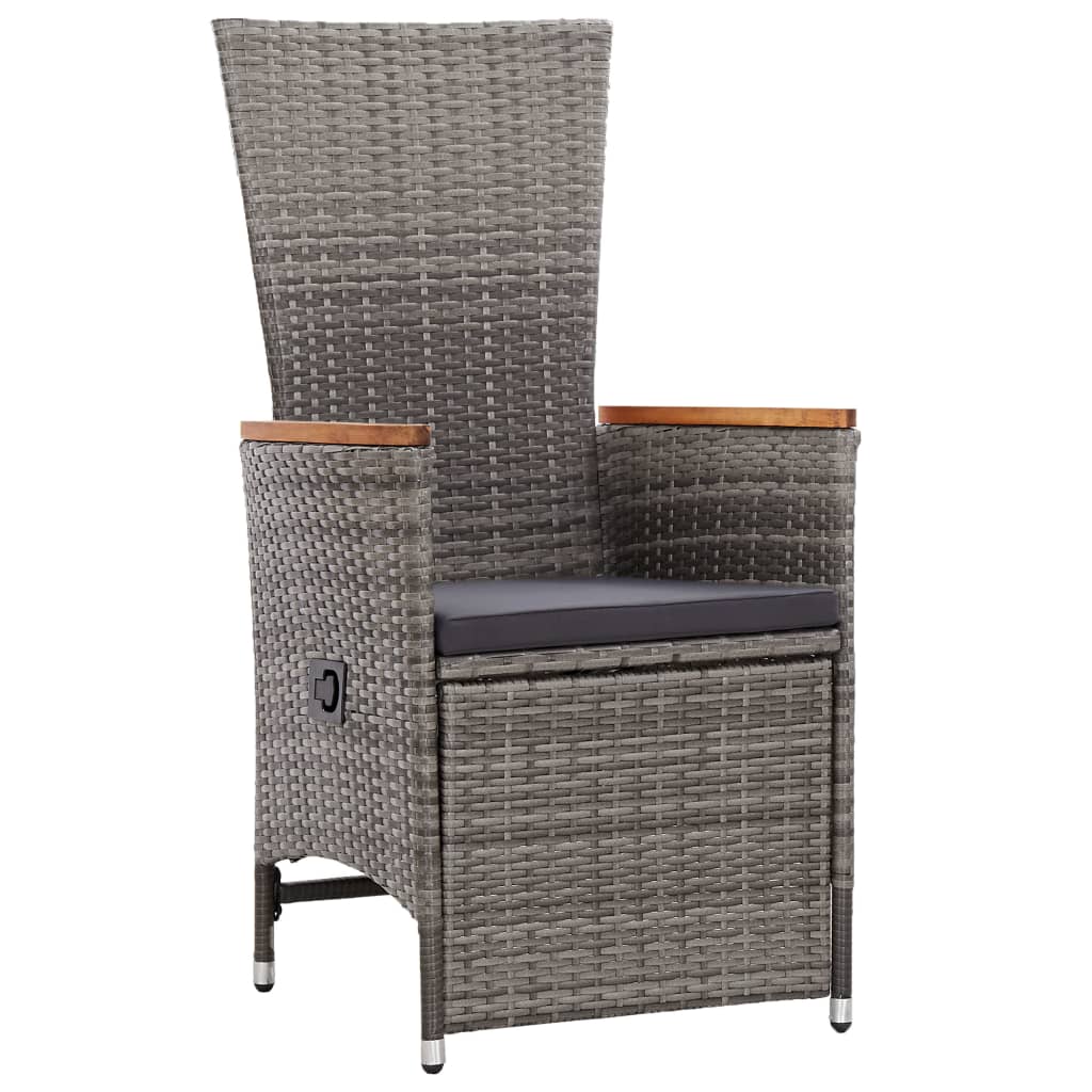 Reclining Garden Chairs 2 pcs with Cushions Poly Rattan Grey