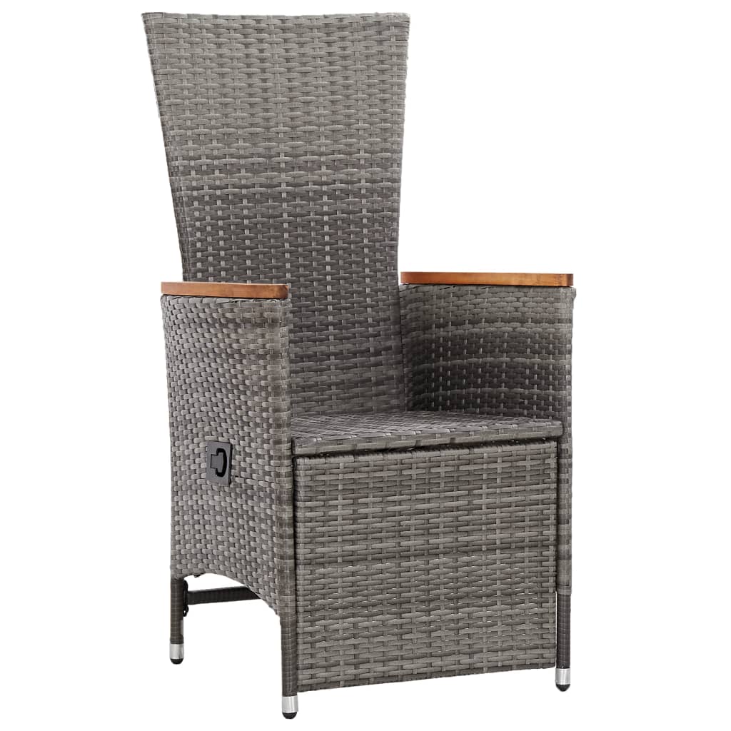 Reclining Garden Chairs 2 pcs with Cushions Poly Rattan Grey