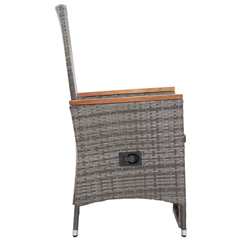 Reclining Garden Chairs 2 pcs with Cushions Poly Rattan Grey