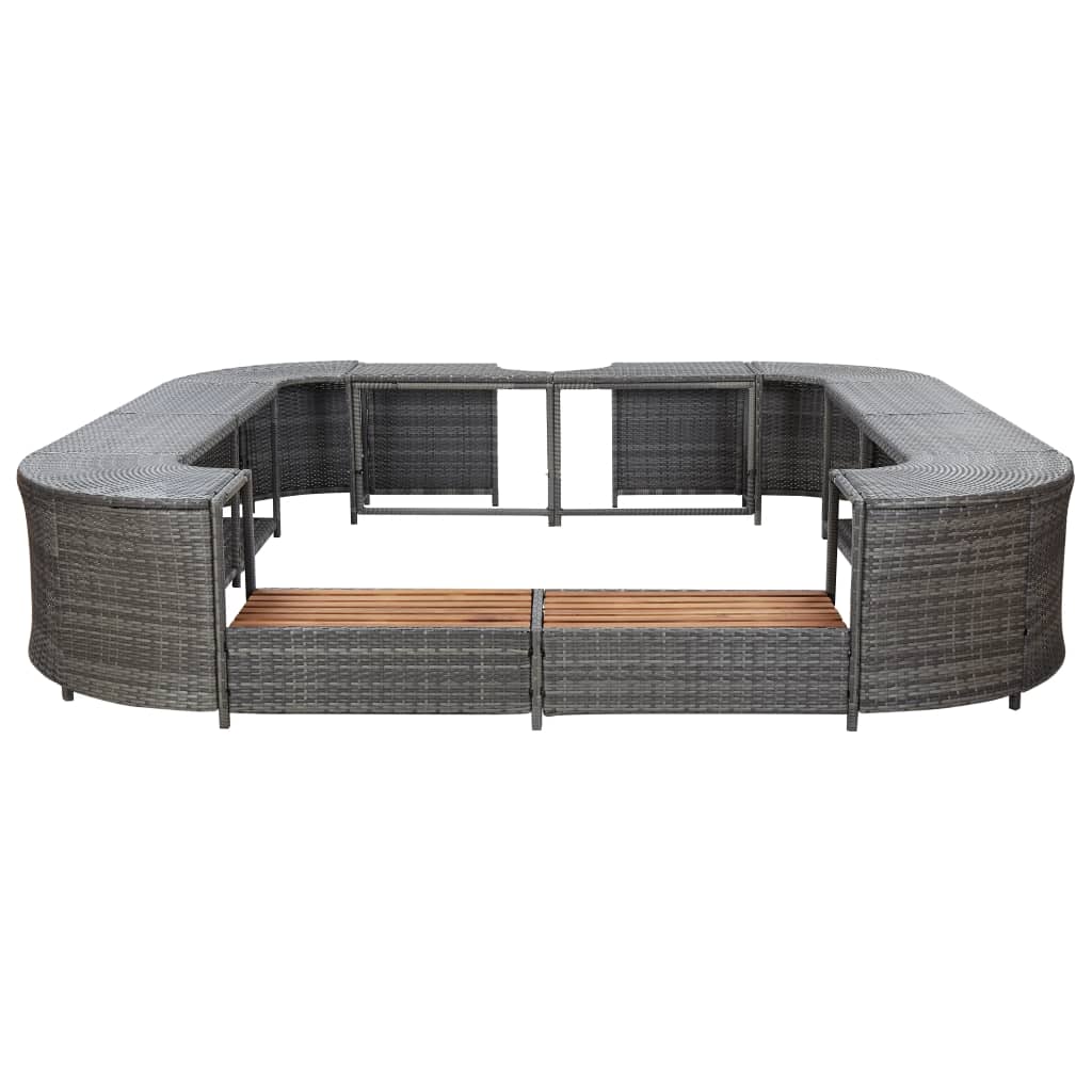 Square Spa Surround Grey 268 x 268 x 55 cm Poly Rattan