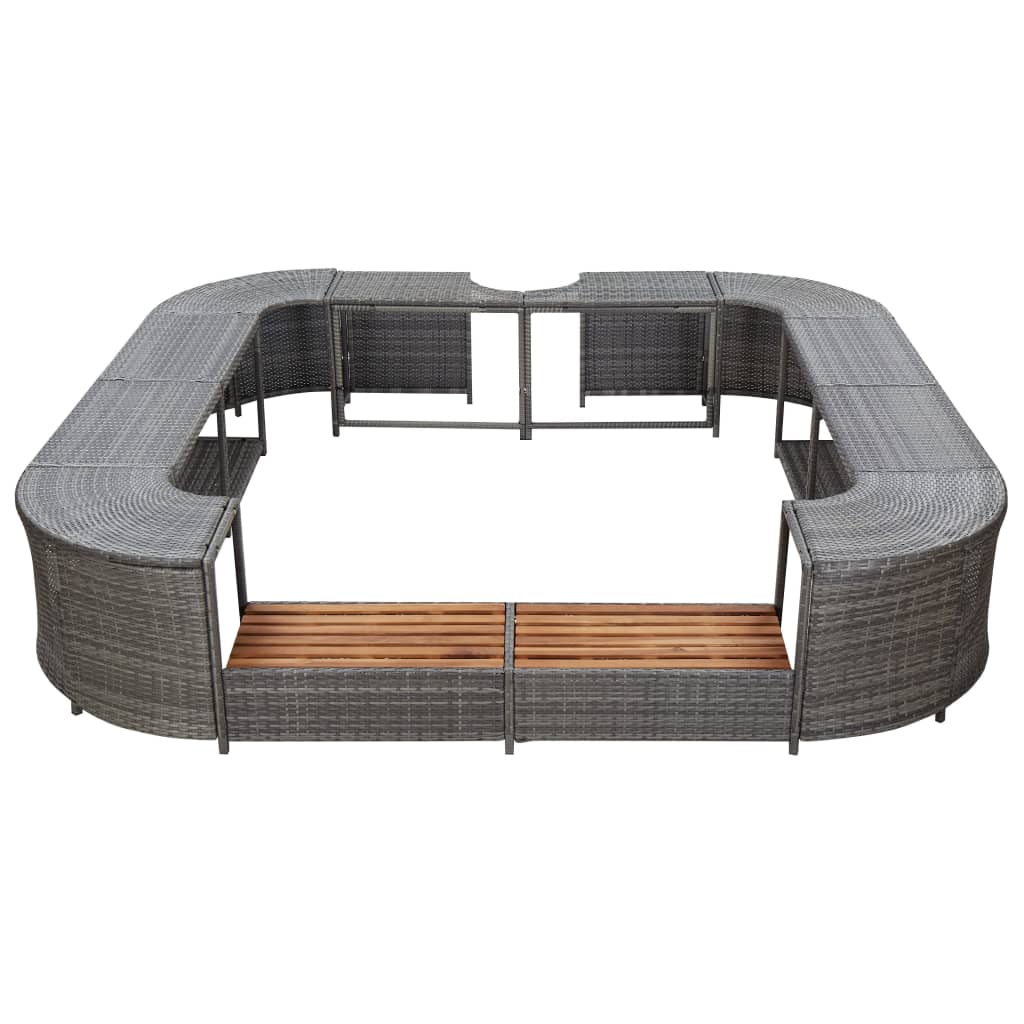 Square Spa Surround Grey 268 x 268 x 55 cm Poly Rattan