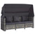 Extendable 3-Seater Sofa Bed with Roof Poly Rattan Grey