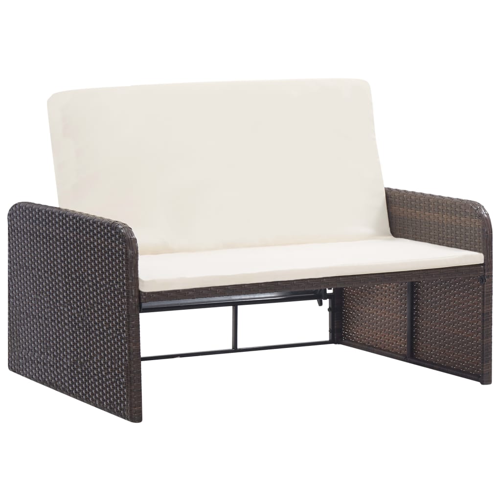 2 Piece Garden Lounge Set with Cushions Poly Rattan Brown