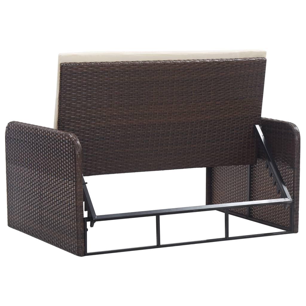 2 Piece Garden Lounge Set with Cushions Poly Rattan Brown