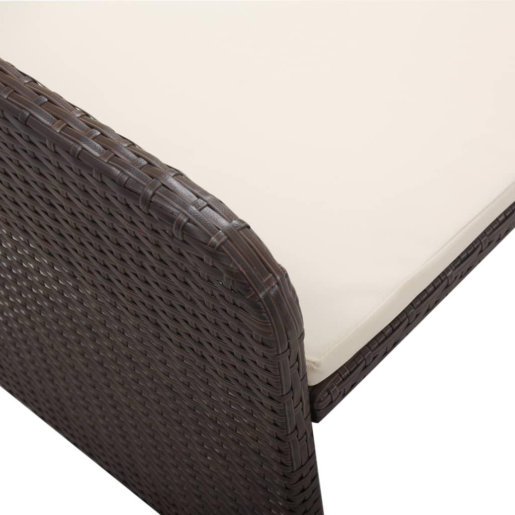 2 Piece Garden Lounge Set with Cushions Poly Rattan Brown