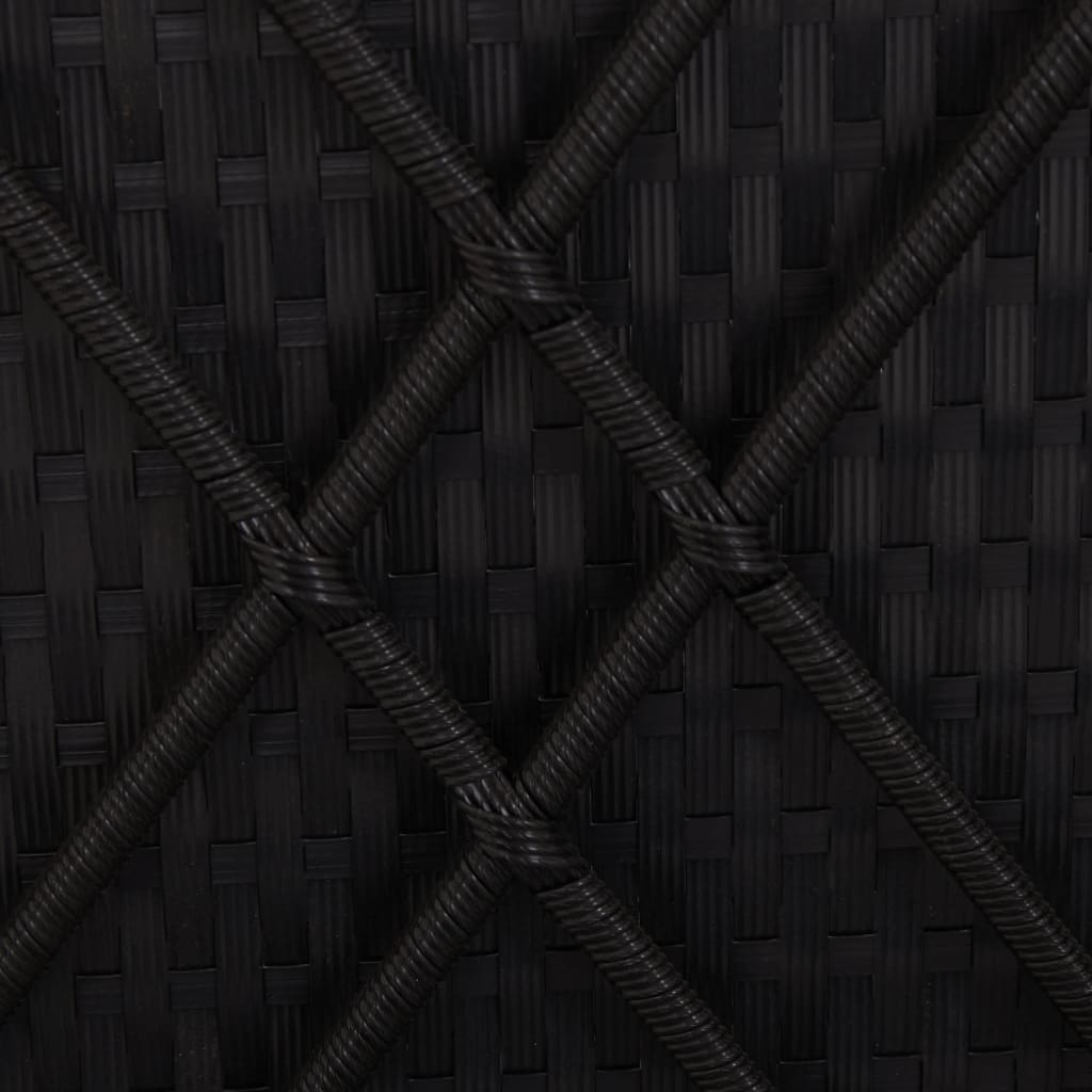 Sun Lounger with Canopy and Cushion Poly Rattan Black