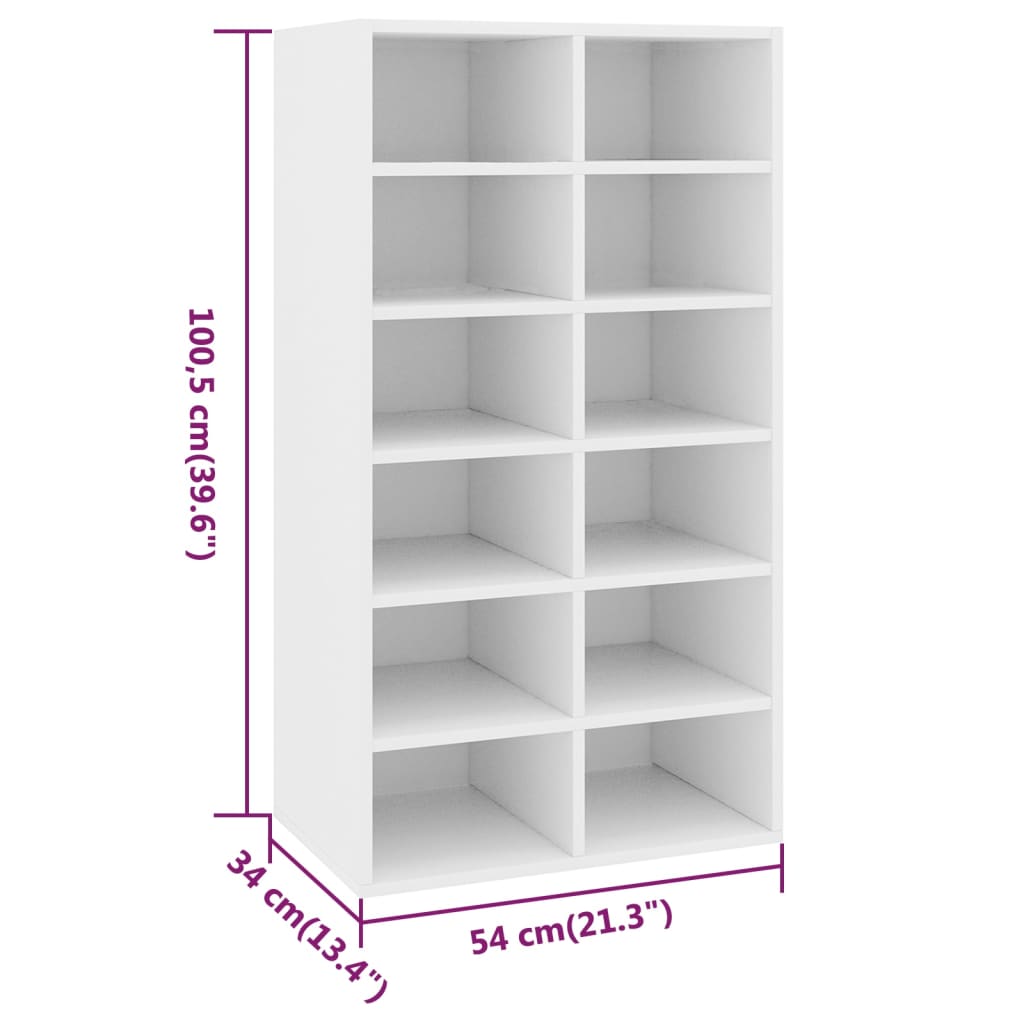 Shoe Rack White 54x34x100.5 cm Engineered Wood