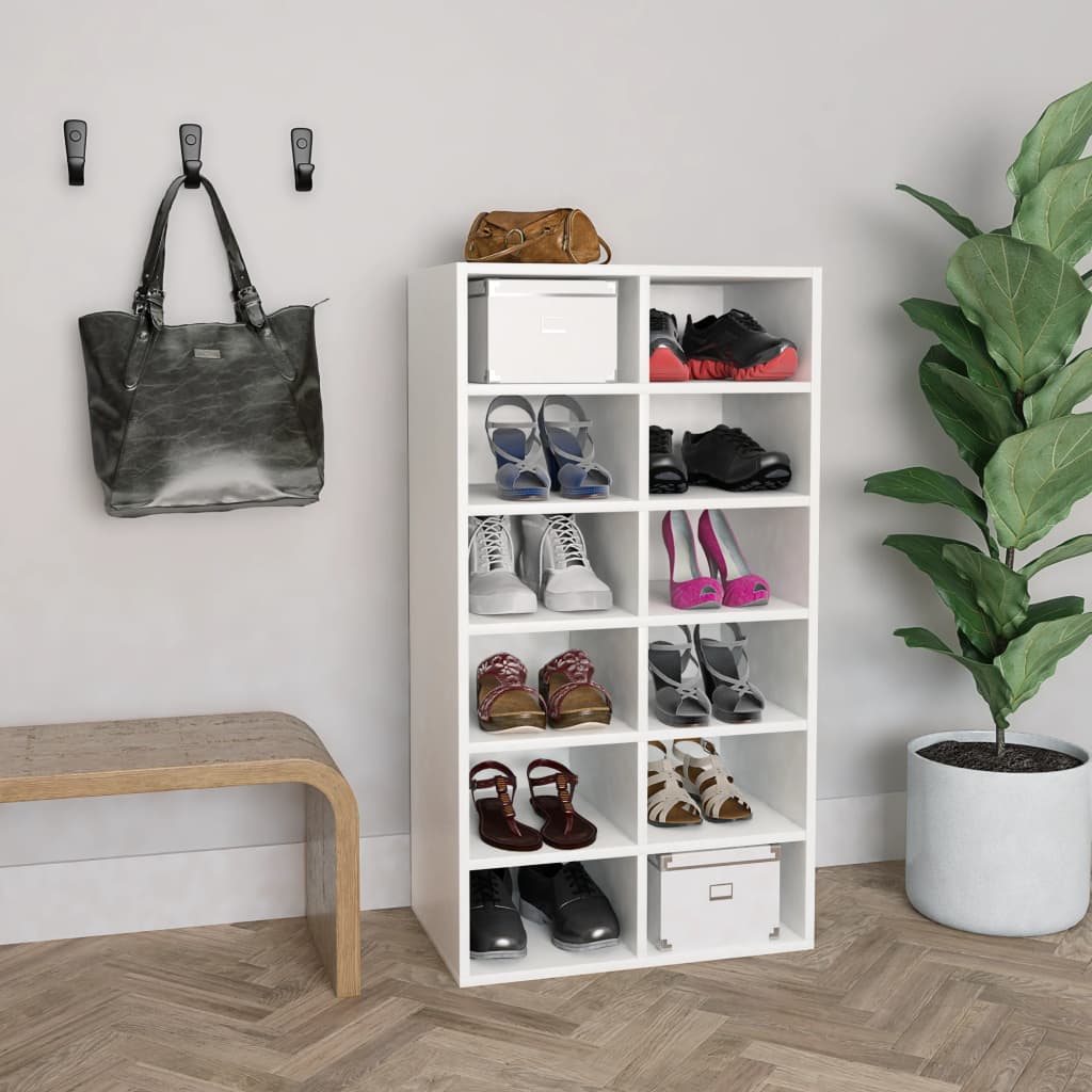 Shoe Rack White 54x34x100.5 cm Engineered Wood