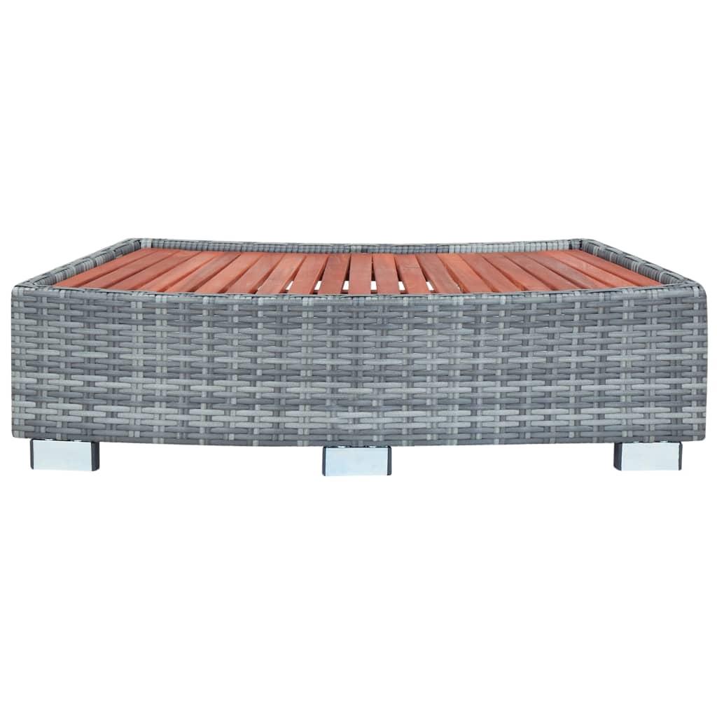 Spa Step Grey Poly Rattan 92x45x25 cm