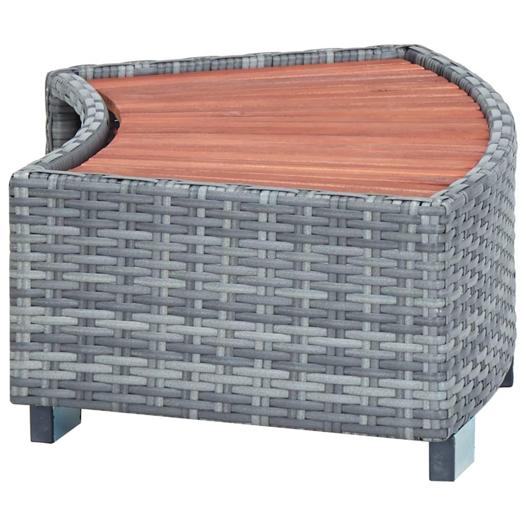 Spa Step Grey Poly Rattan 92x45x25 cm