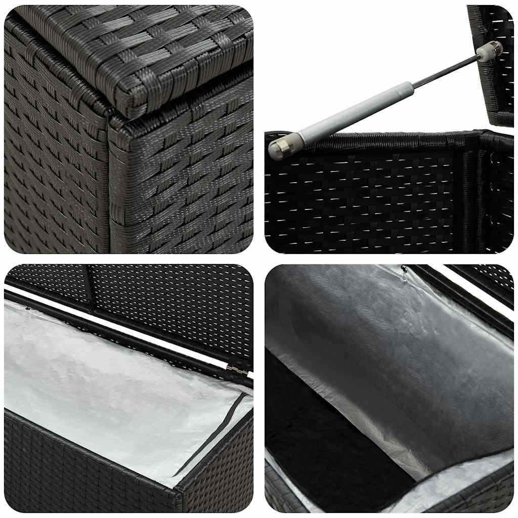 Garden Storage Box Poly Rattan 180x90x70 cm Black