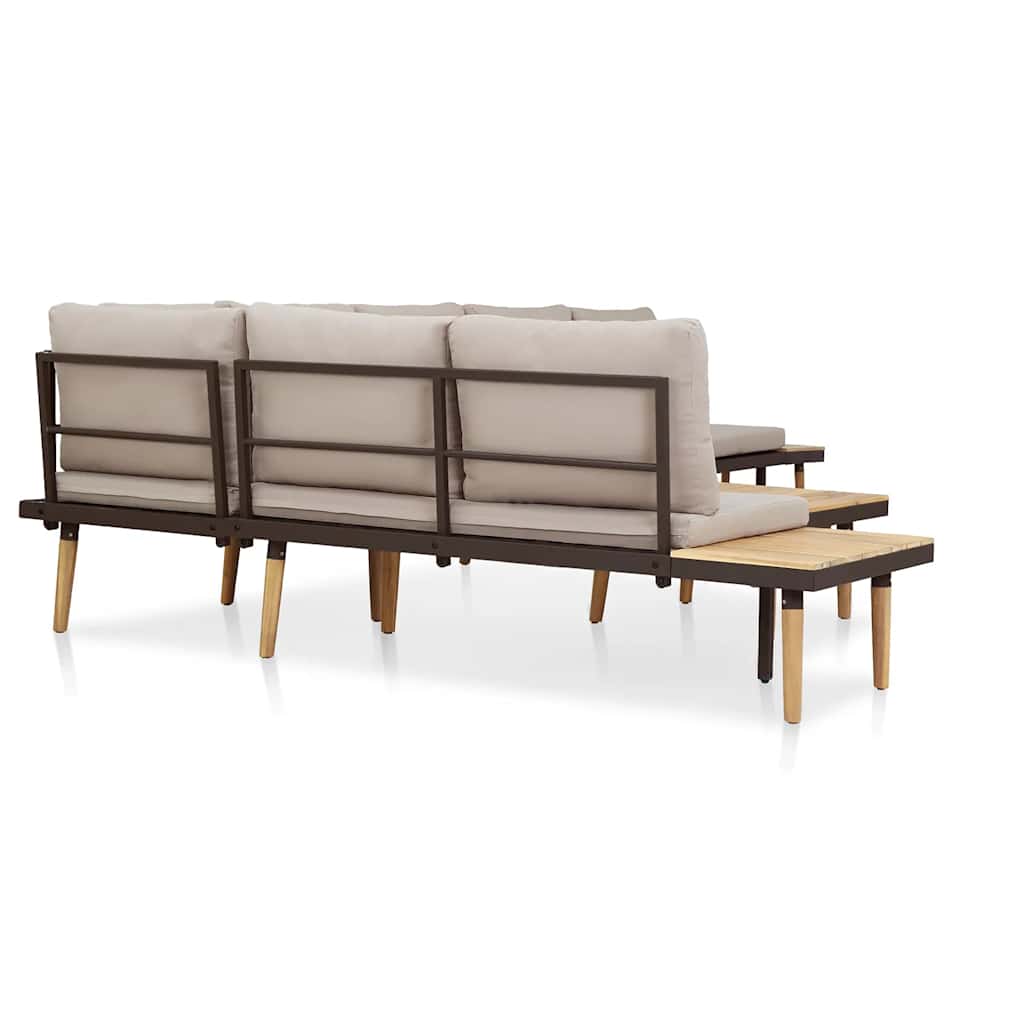 7-Seater Garden Lounge Set with Cushions Solid Acacia Wood Brown