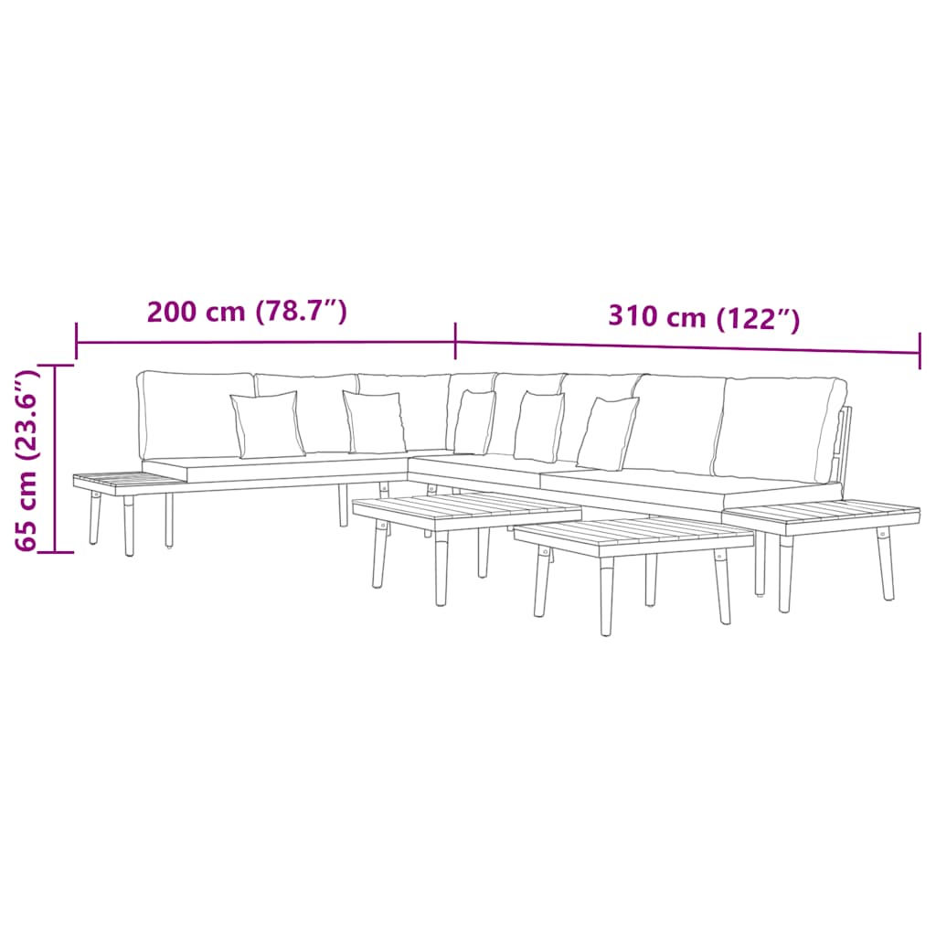 7-Seater Garden Lounge Set with Cushions Solid Acacia Wood Brown