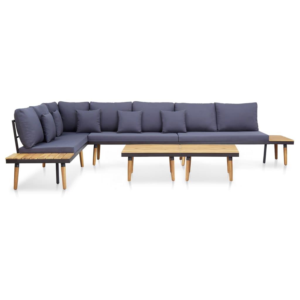 7-Seater Garden Lounge Set with Cushions Solid Acacia Wood Brown