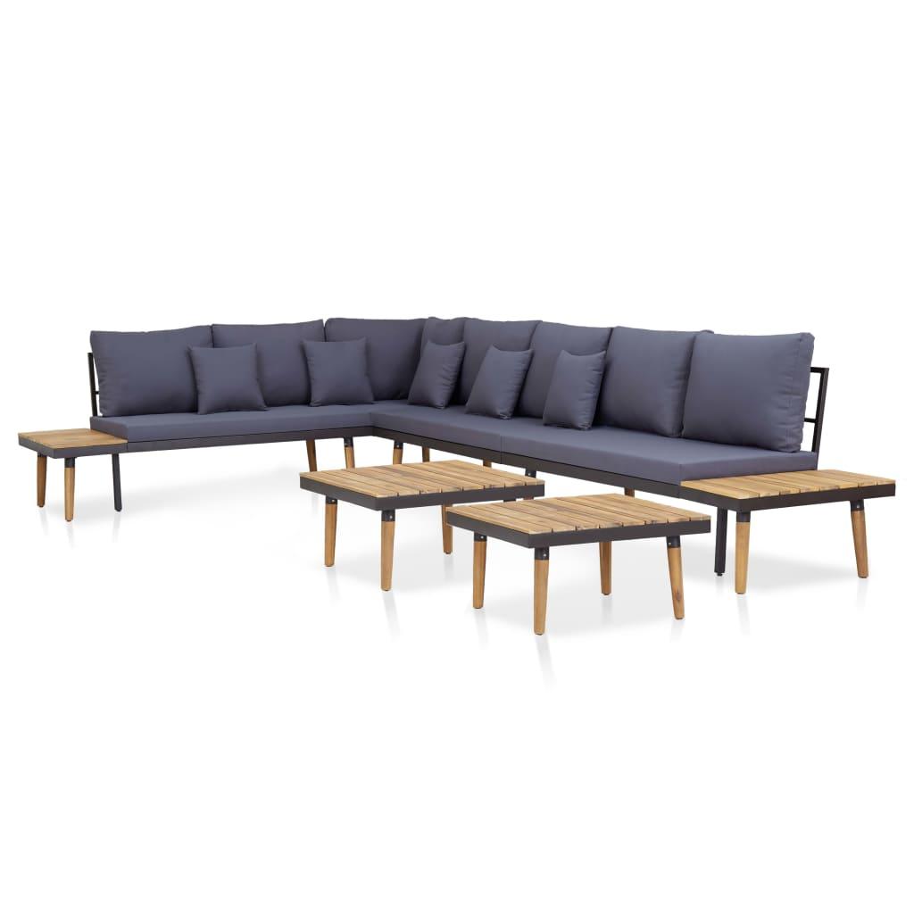 7-Seater Garden Lounge Set with Cushions Solid Acacia Wood Brown