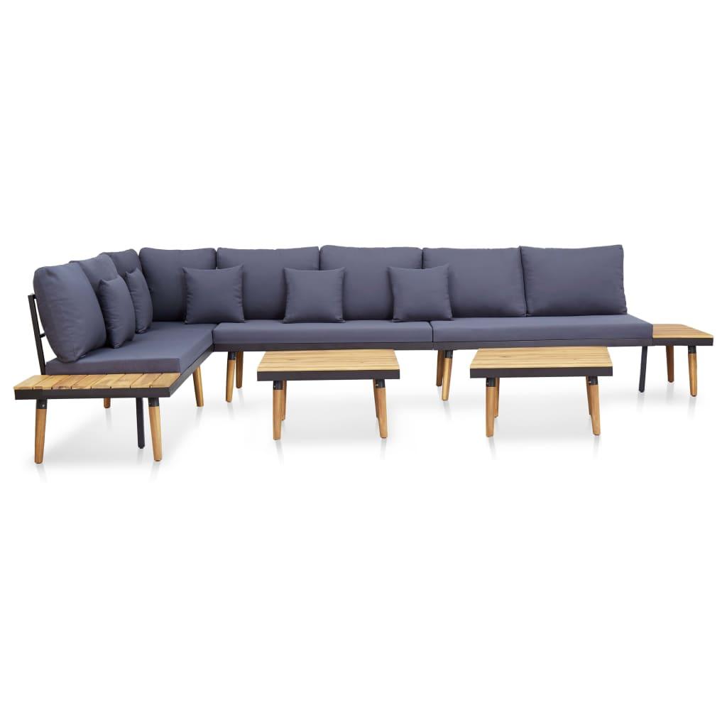 7-Seater Garden Lounge Set with Cushions Solid Acacia Wood Brown