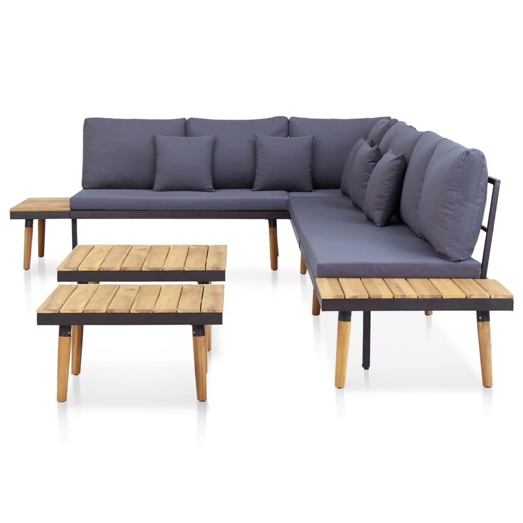 7-Seater Garden Lounge Set with Cushions Solid Acacia Wood Brown