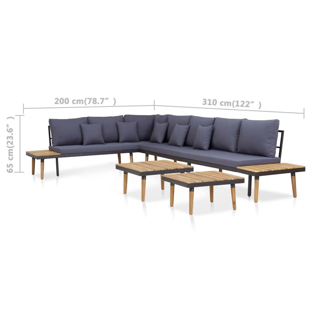 7-Seater Garden Lounge Set with Cushions Solid Acacia Wood Brown