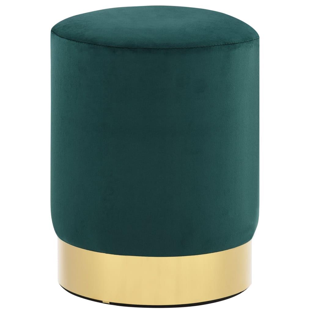 Stool Dark Green and Gold Velvet 28 x 36 cm