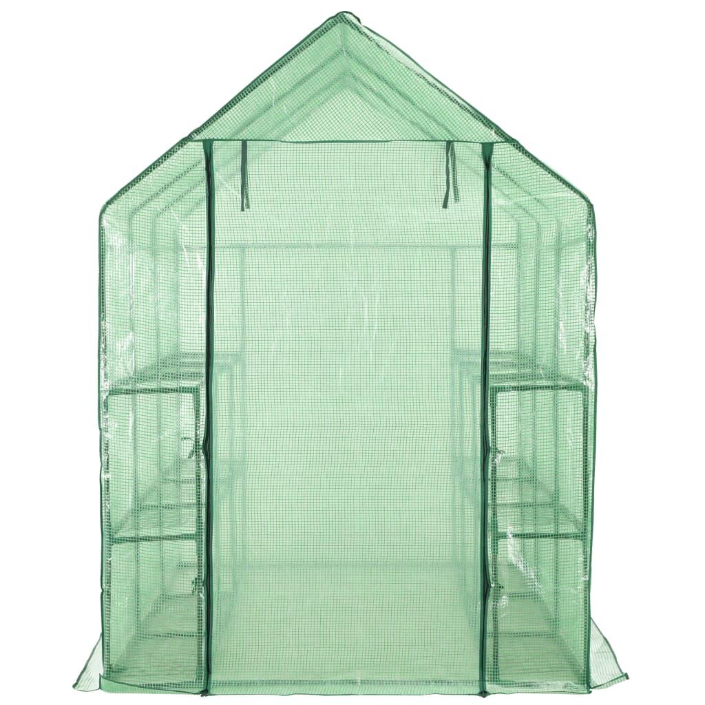 Walk-in Greenhouse with 12 Shelves Steel 143x214x196 cm