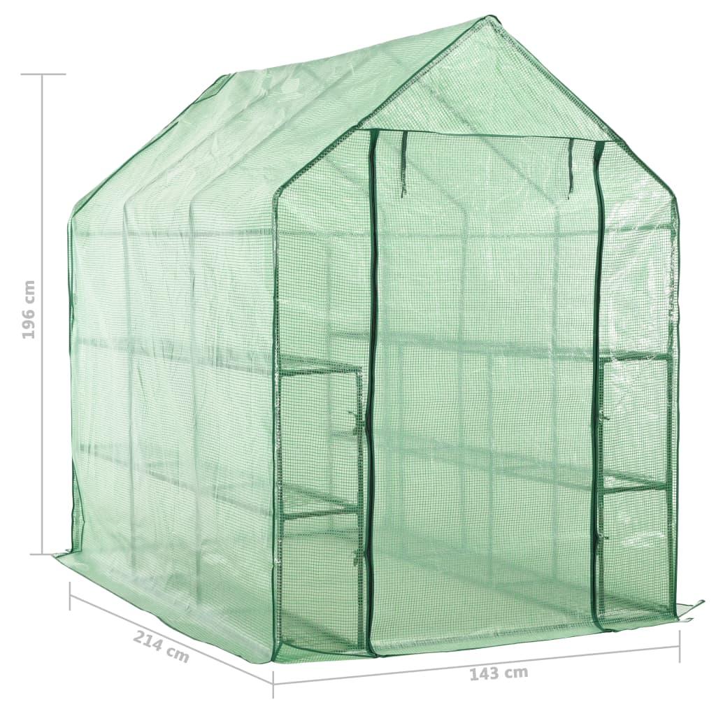 Walk-in Greenhouse with 12 Shelves Steel 143x214x196 cm