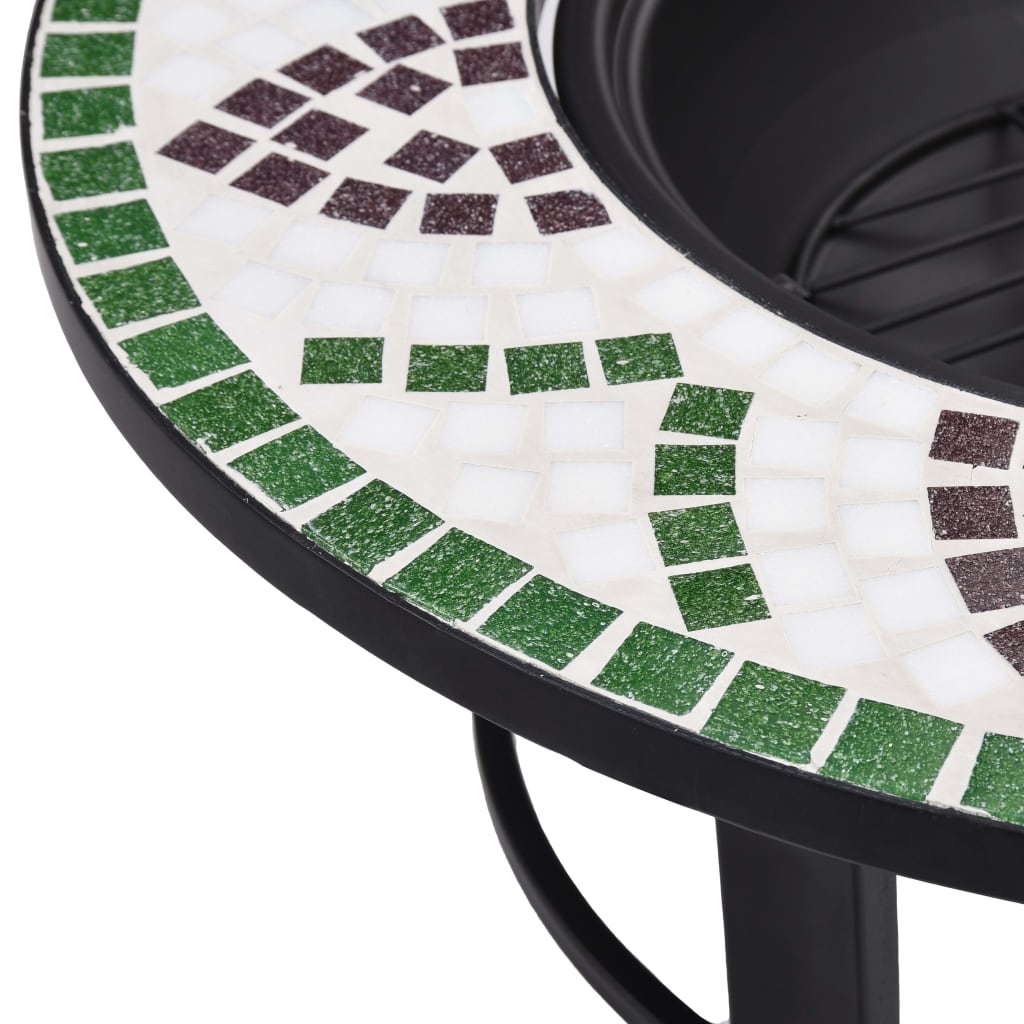 Mosaic Fire Pit Green 68cm Ceramic