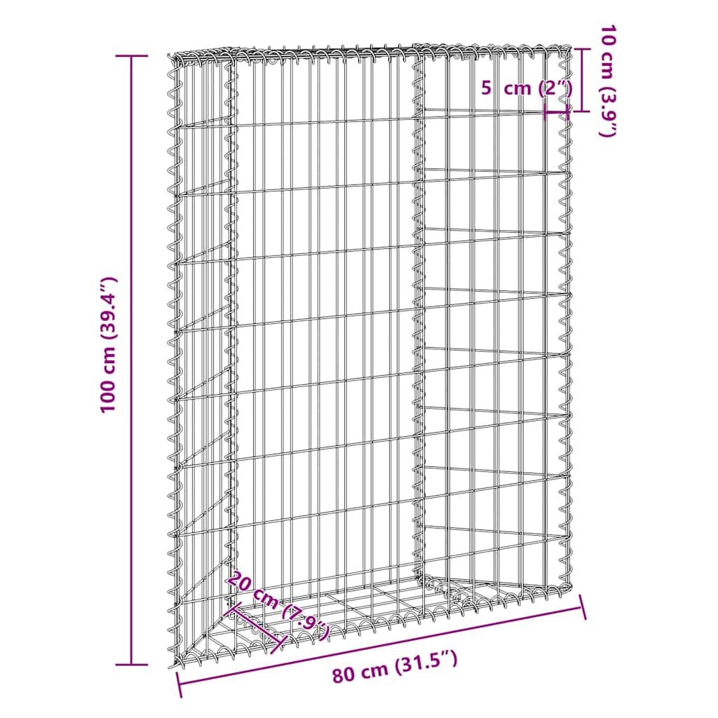 Trapezium Gabion Raised Bed Galvanised Steel 100x20x100 cm
