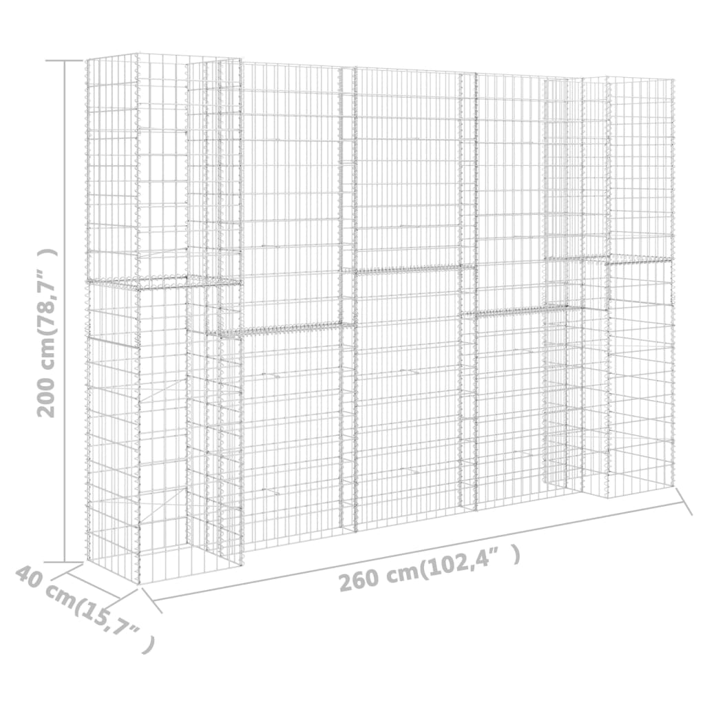 H-Shaped Gabion Planter Steel Wire 260x40x200 cm